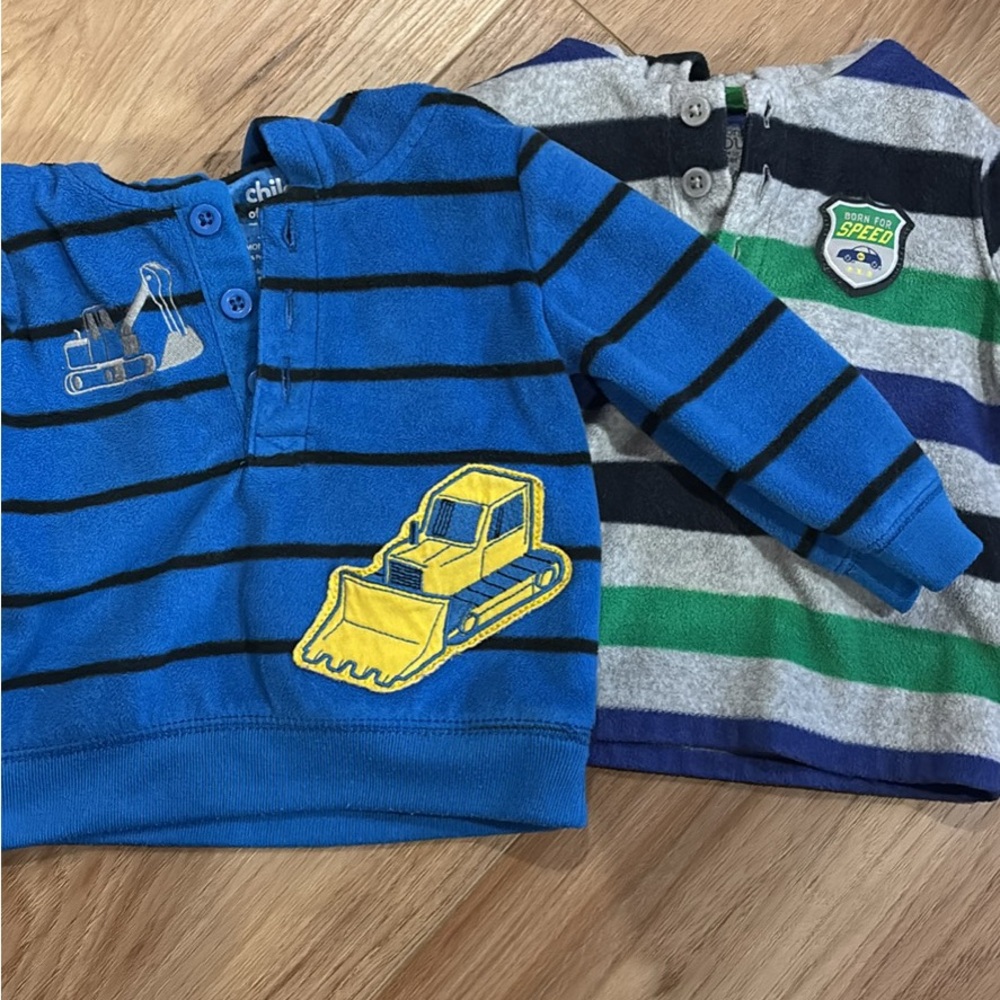 Kids Blue and Gray Striped Fleece Hoodies